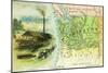 Map View of the State with a Lumbering Scene - Washington-Lantern Press-Mounted Art Print