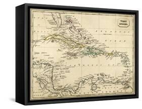 Map West Indies-null-Framed Stretched Canvas