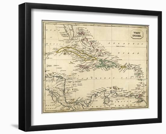 Map West Indies-null-Framed Art Print