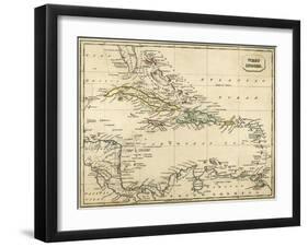 Map West Indies-null-Framed Art Print