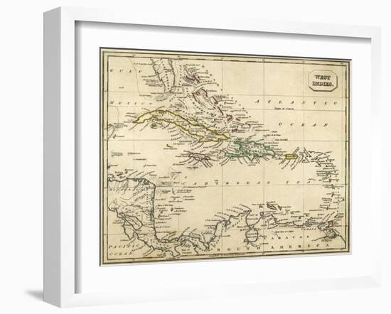 Map West Indies-null-Framed Art Print