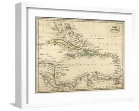 Map West Indies-null-Framed Art Print
