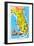 Map with Florida Attractions-null-Framed Art Print