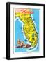 Map with Florida Attractions-null-Framed Art Print