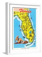 Map with Florida Attractions-null-Framed Art Print