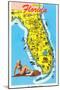 Map with Florida Attractions-null-Mounted Art Print