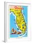 Map with Florida Attractions-null-Framed Art Print