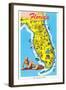 Map with Florida Attractions-null-Framed Art Print