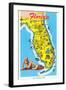 Map with Florida Attractions-null-Framed Art Print