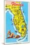 Map with Florida Attractions-null-Mounted Art Print