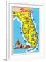 Map with Florida Attractions-null-Framed Art Print