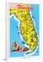 Map with Florida Attractions-null-Framed Art Print