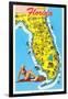 Map with Florida Attractions-null-Framed Art Print