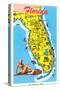 Map with Florida Attractions-null-Stretched Canvas