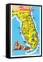 Map with Florida Attractions-null-Framed Stretched Canvas