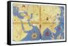 Map with the Route of the Journey in Travels of Marco Polo-null-Framed Stretched Canvas