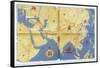 Map with the Route of the Journey in Travels of Marco Polo-null-Framed Stretched Canvas