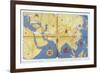 Map with the Route of the Journey in Travels of Marco Polo-null-Framed Giclee Print