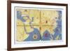 Map with the Route of the Journey in Travels of Marco Polo-null-Framed Giclee Print