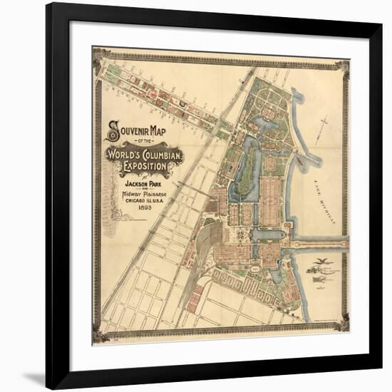 Map: World's Fair, 1893-null-Framed Giclee Print