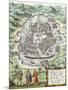 Mapa de La Ciudad de Mexico, 1582, Servicio Del Ejercito, Madrid-Braun and Hogenberg-Mounted Giclee Print