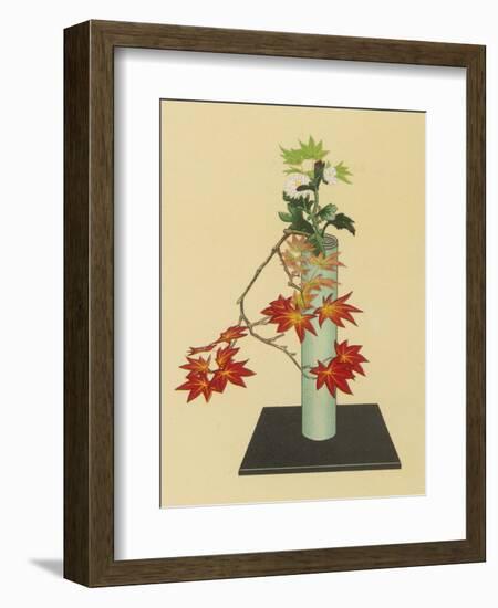 Maple and White Chrysanthemum an Autumn Arrangement-Koun Ohara-Framed Art Print