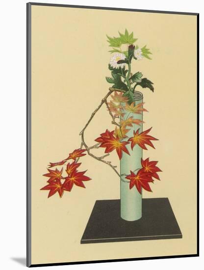 Maple and White Chrysanthemum an Autumn Arrangement-Koun Ohara-Mounted Art Print