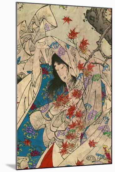 Maple Leaf Gathering-Taiso Yoshitoshi-Mounted Art Print