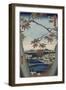 Maple Leaves and the Tekona Shrine, and the Bridge at Mama, from the Series 'One Hundred Views of…-Ando Hiroshige-Framed Giclee Print