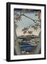 Maple Leaves and the Tekona Shrine, and the Bridge at Mama, from the Series 'One Hundred Views of…-Ando Hiroshige-Framed Giclee Print