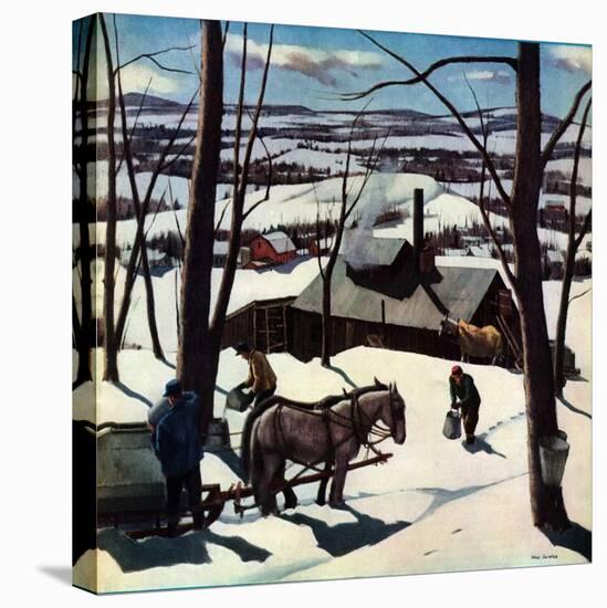 "Maple Sap Harvest at Dusk,"March 1, 1942-Paul Sample-Stretched Canvas