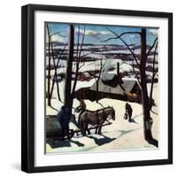 "Maple Sap Harvest at Dusk,"March 1, 1942-Paul Sample-Framed Giclee Print