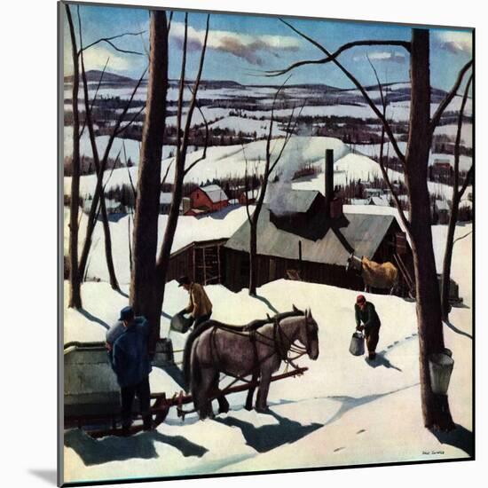 "Maple Sap Harvest at Dusk,"March 1, 1942-Paul Sample-Mounted Giclee Print