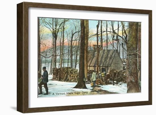 Maple Sugar Camp, Vermont-null-Framed Art Print