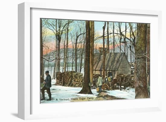 Maple Sugar Camp, Vermont-null-Framed Art Print