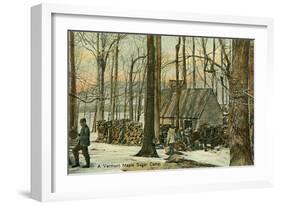 Maple Sugar Camp, Vermont-null-Framed Art Print