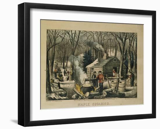 Maple Sugaring, Early Spring in the Northern Woods, 1872-Currier & Ives-Framed Giclee Print