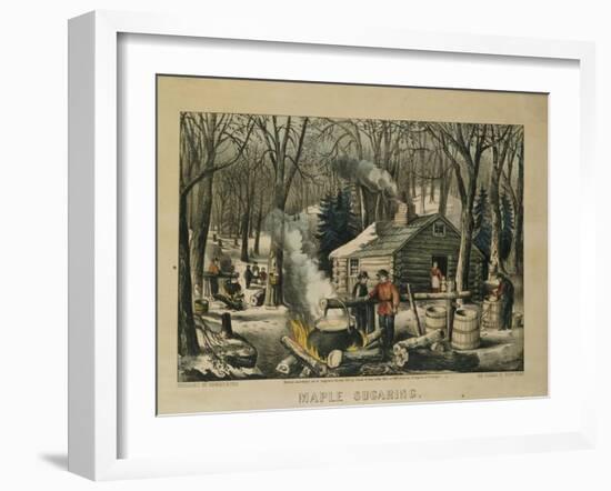 Maple Sugaring, Early Spring in the Northern Woods, 1872-Currier & Ives-Framed Giclee Print