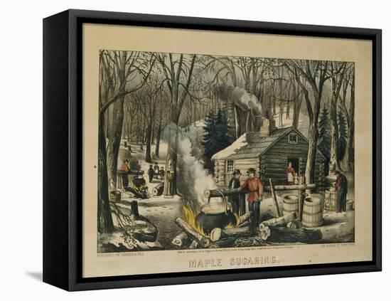 Maple Sugaring, Early Spring in the Northern Woods, 1872-Currier & Ives-Framed Stretched Canvas