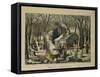 Maple Sugaring, Early Spring in the Northern Woods, 1872-Currier & Ives-Framed Stretched Canvas