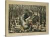 Maple Sugaring, Early Spring in the Northern Woods, 1872-Currier & Ives-Stretched Canvas
