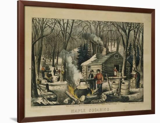 Maple Sugaring, Early Spring in the Northern Woods, 1872-Currier & Ives-Framed Giclee Print