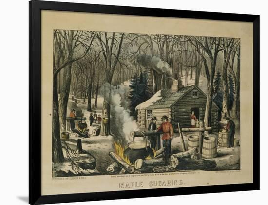 Maple Sugaring, Early Spring in the Northern Woods, 1872-Currier & Ives-Framed Giclee Print