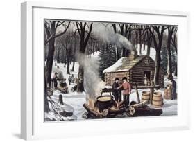 Maple Sugaring-Currier & Ives-Framed Giclee Print