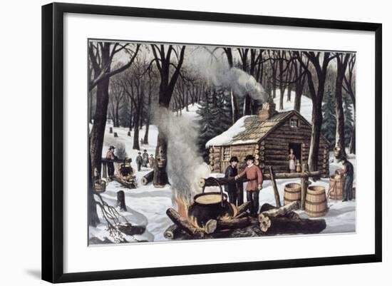 Maple Sugaring-Currier & Ives-Framed Giclee Print