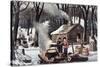 Maple Sugaring-Currier & Ives-Stretched Canvas