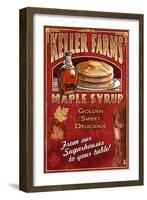 Maple Syrup Farm - Vintage Sign-Lantern Press-Framed Art Print