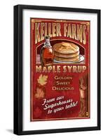 Maple Syrup Farm - Vintage Sign-Lantern Press-Framed Art Print