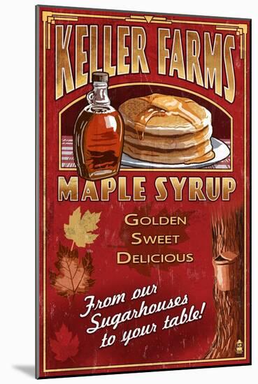 Maple Syrup Farm - Vintage Sign-Lantern Press-Mounted Art Print