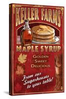 Maple Syrup Farm - Vintage Sign-Lantern Press-Stretched Canvas